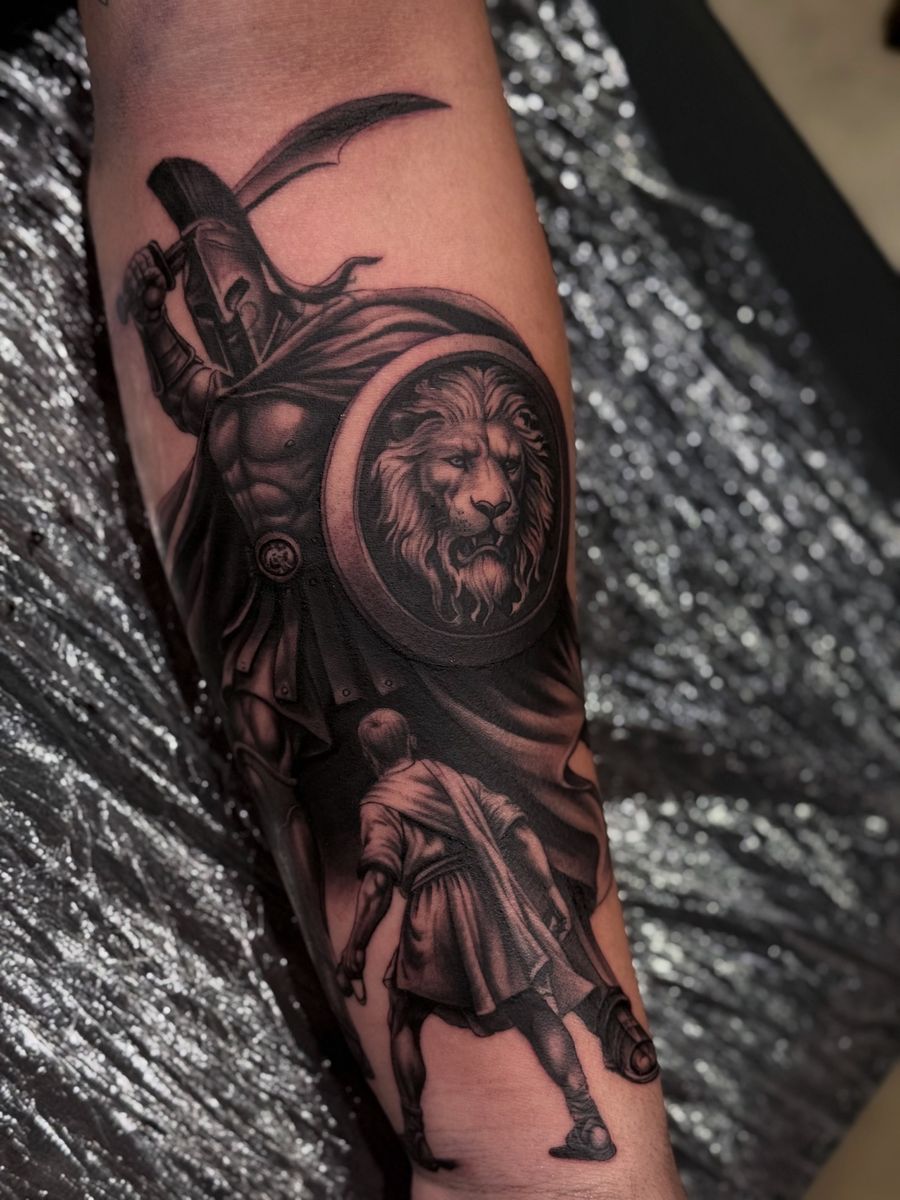 Spartan warrior black & grey piece by Trejo